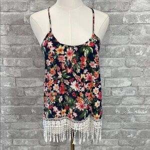NU Label Floral Lace Trim Cami Top